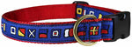 1” Ribbon Dog Collar – 5 o' Clock Nautical Flags Thumbnail