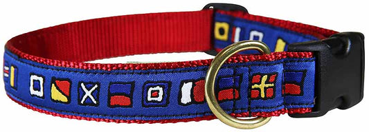 1” Ribbon Dog Collar – 5 o' Clock Nautical Flags