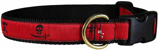1” Ribbon Dog Collar – Pirate,  Red
