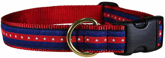 1” Ribbon Dog Collar – Patriot Stripe