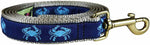 1” x 6ft Ribbon Dog Leash – Crabs, Blue on Navy Blue Thumbnail