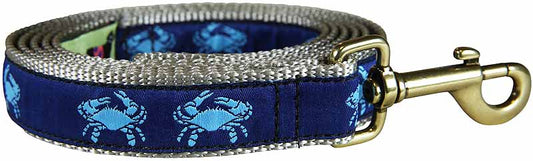 1” x 6ft Ribbon Dog Leash – Crabs, Blue on Navy Blue