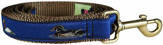 1” x 6ft Ribbon Dog Leash – Ducks on Navy Blue