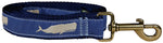 1” x 6ft Ribbon Dog Leash – Moby Whale, Blue Thumbnail