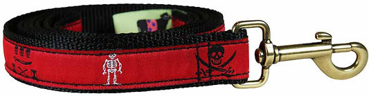 1” x 6ft Ribbon Dog Leash – Pirate, Red