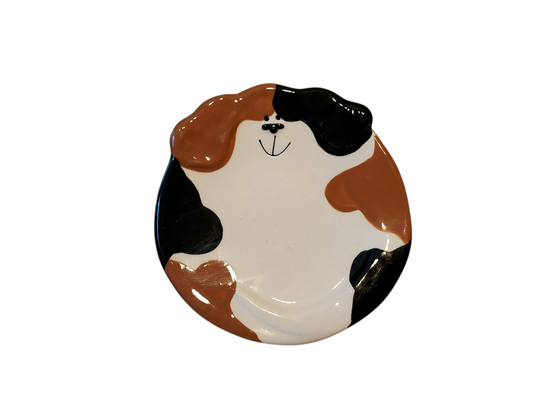 Dog Dish – SM – Black and Brown Spots