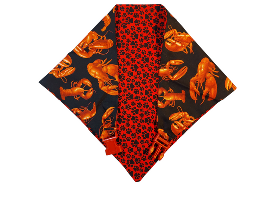 Reversible Dog Bandana - Lobster on Black
