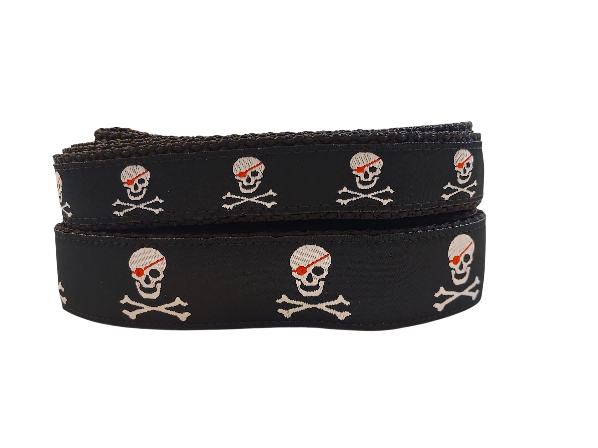 1” x 5ft  Ribbon Dog Leash – Pirates, Black