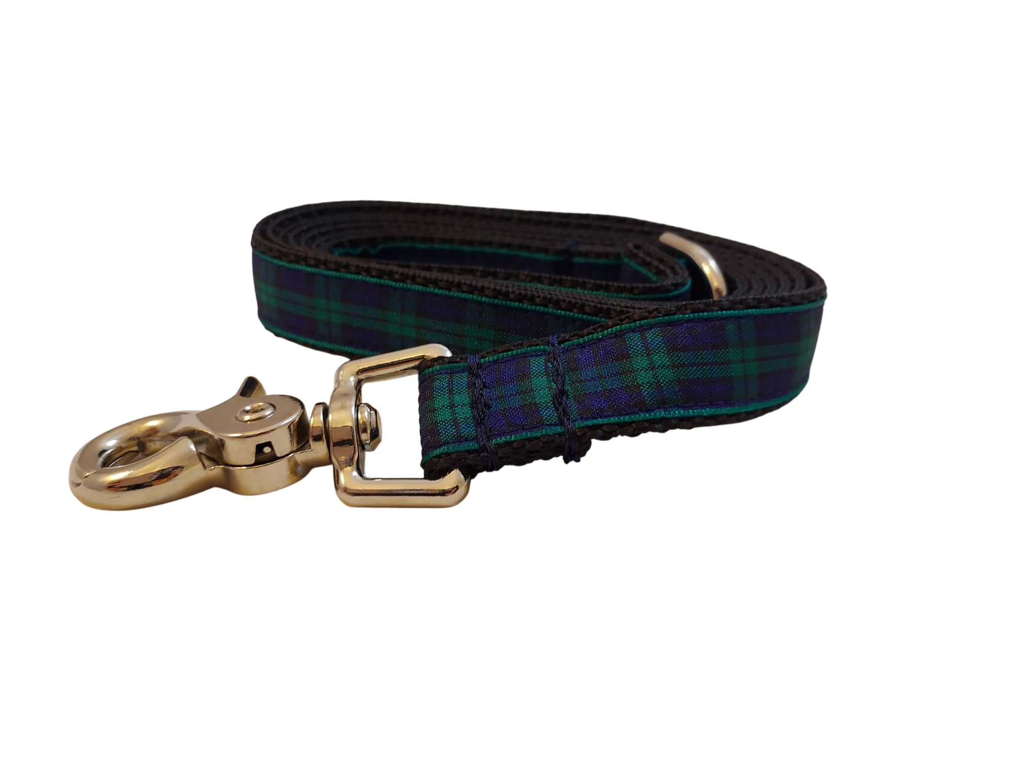3/4” x 5ft Ribbon Dog Leash – Black Watch Tartan