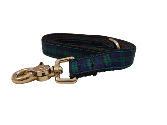 3/4” x 5ft Ribbon Dog Leash – Black Watch Tartan