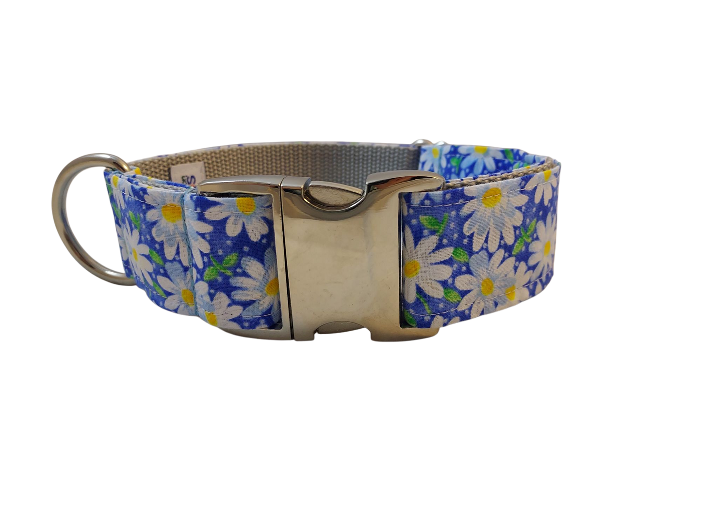 1.5” Ribbon Dog Collar – Daisy, Blue