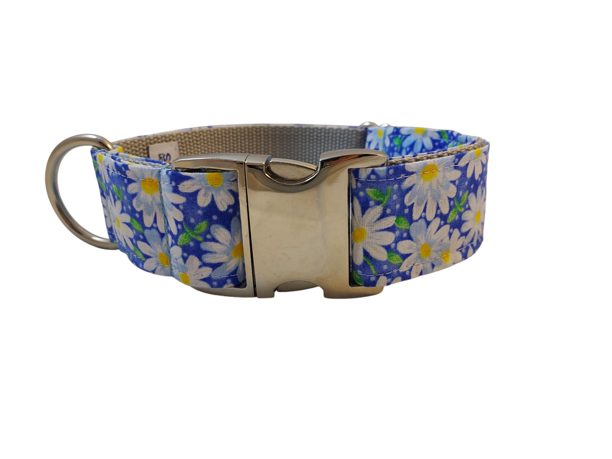 1.5” Ribbon Dog Collar – Daisy, Blue