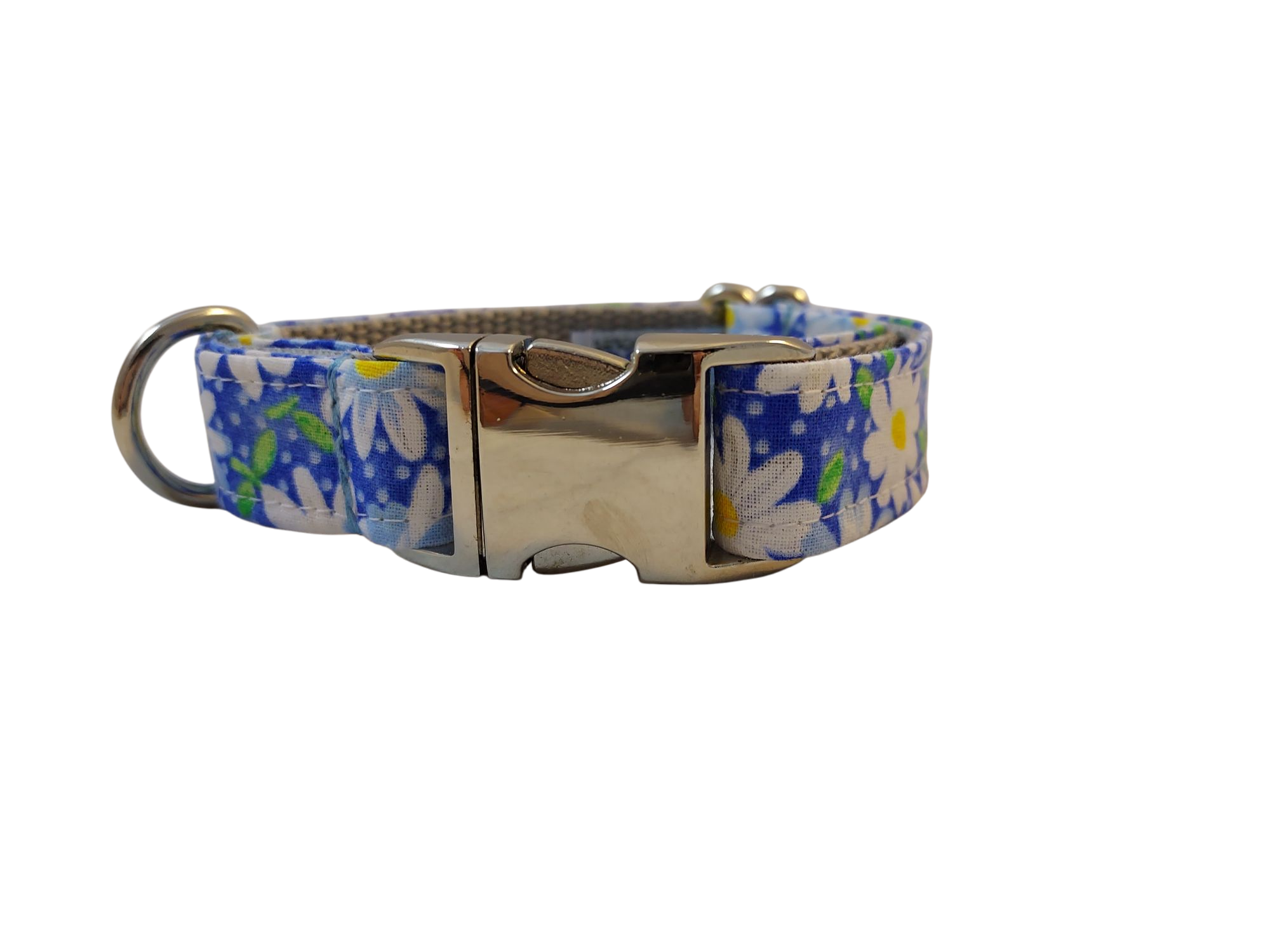1” Ribbon Dog Collar – Daisy, Blue