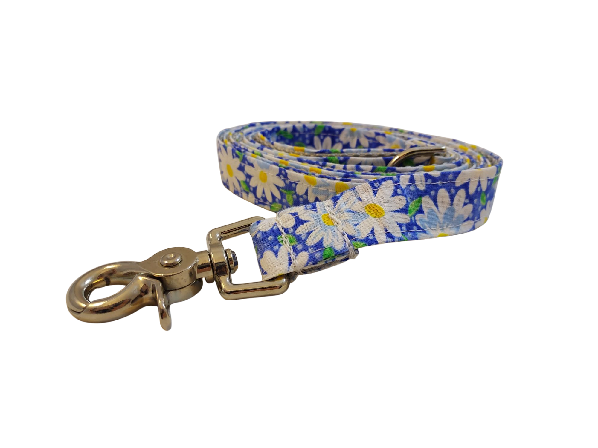 3/4” x 5ft Ribbon Dog Leash – Daisies, Blue