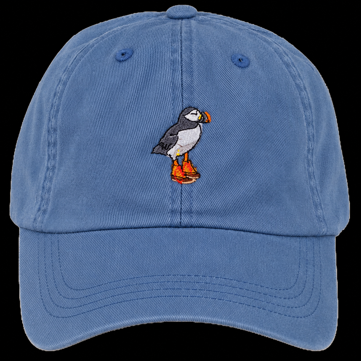 Baseball Hat - Blue - Embroidered - Puffins - Made in USA