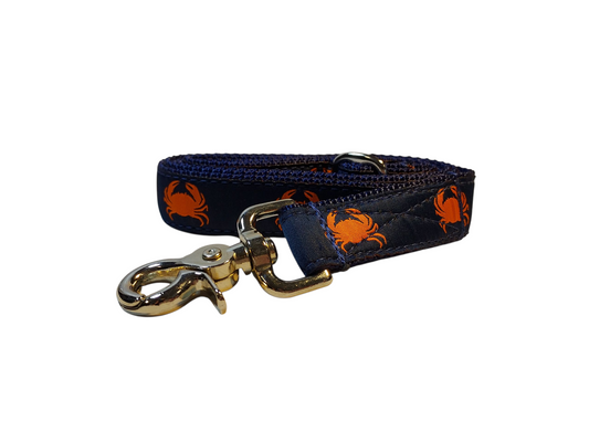 1” x 6ft Ribbon Dog Leash – Crabby on Navy
