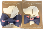 Dog Bow Tie - Pink Whales on Navy Blue Thumbnail