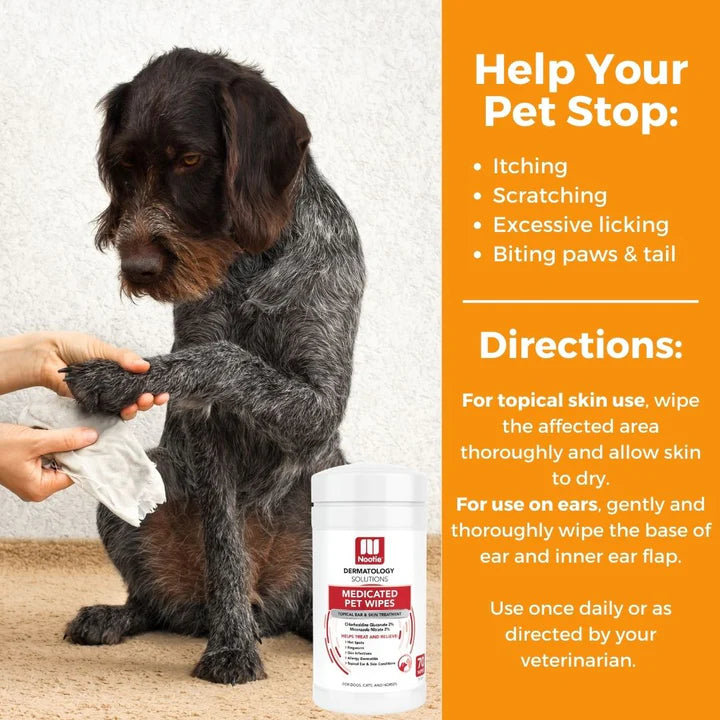 Medicated Pet Wipes - 70ea