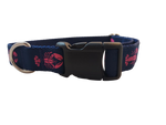 Ribbon Dog Collar – Pink Lobster on Navy Blue w/ Navy Nylon Thumbnail