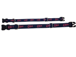 Ribbon Dog Collar – Pink Lobster on Navy Blue w/ Navy Nylon Thumbnail