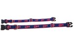 Ribbon Dog Collar – Lobster,  Pink on Navy Blue w/ Pink Nylon Thumbnail