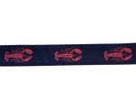 Ribbon Dog Collar – Pink Lobster on Navy Blue w/ Navy Nylon Thumbnail