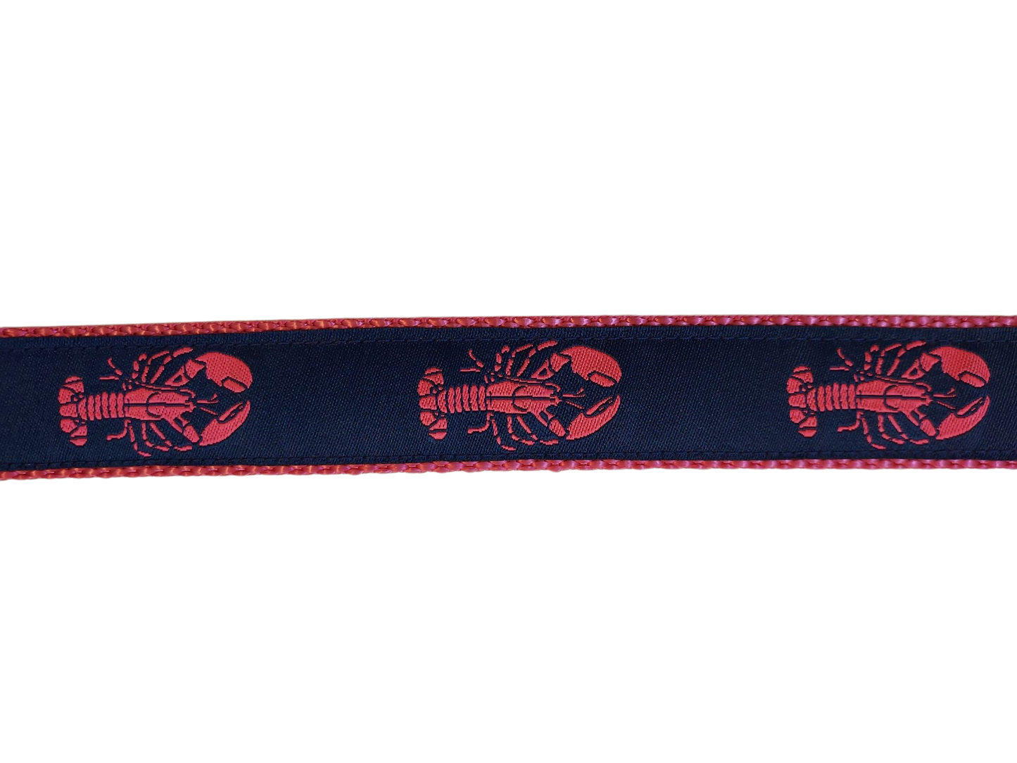 Ribbon Dog Collar – Lobster,  Pink on Navy Blue w/ Pink Nylon
