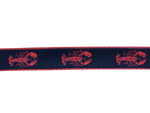 Ribbon Dog Collar – Lobster,  Pink on Navy Blue w/ Pink Nylon Thumbnail
