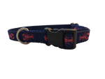 Ribbon Dog Collar – Pink Lobster on Navy Blue w/ Navy Nylon Thumbnail