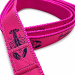 Handmade Ribbon Dog Leash - Navy Lobster On Pink - Pink Nylon - 2 Lengths Thumbnail