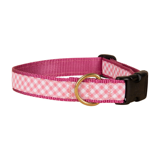 1” Ribbon Dog Collar - Pink Gingham