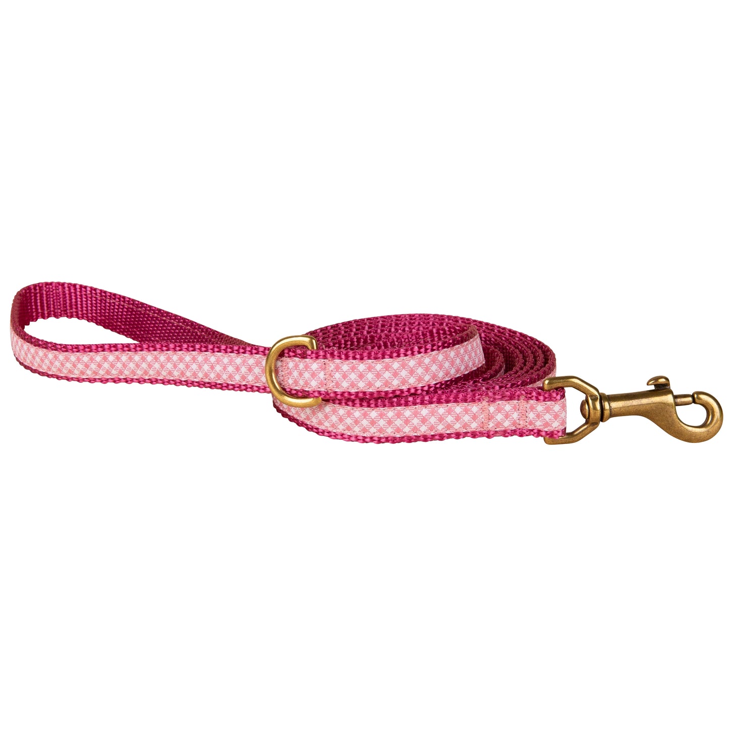5/8” x 6ft Ribbon Dog Leash –Pink Gingham