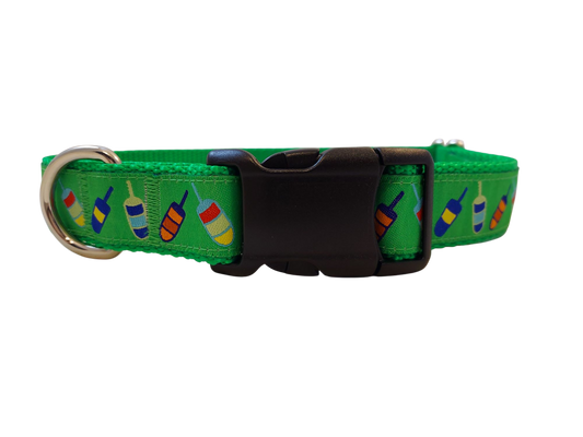 Ribbon Dog Collar – Green Buoys