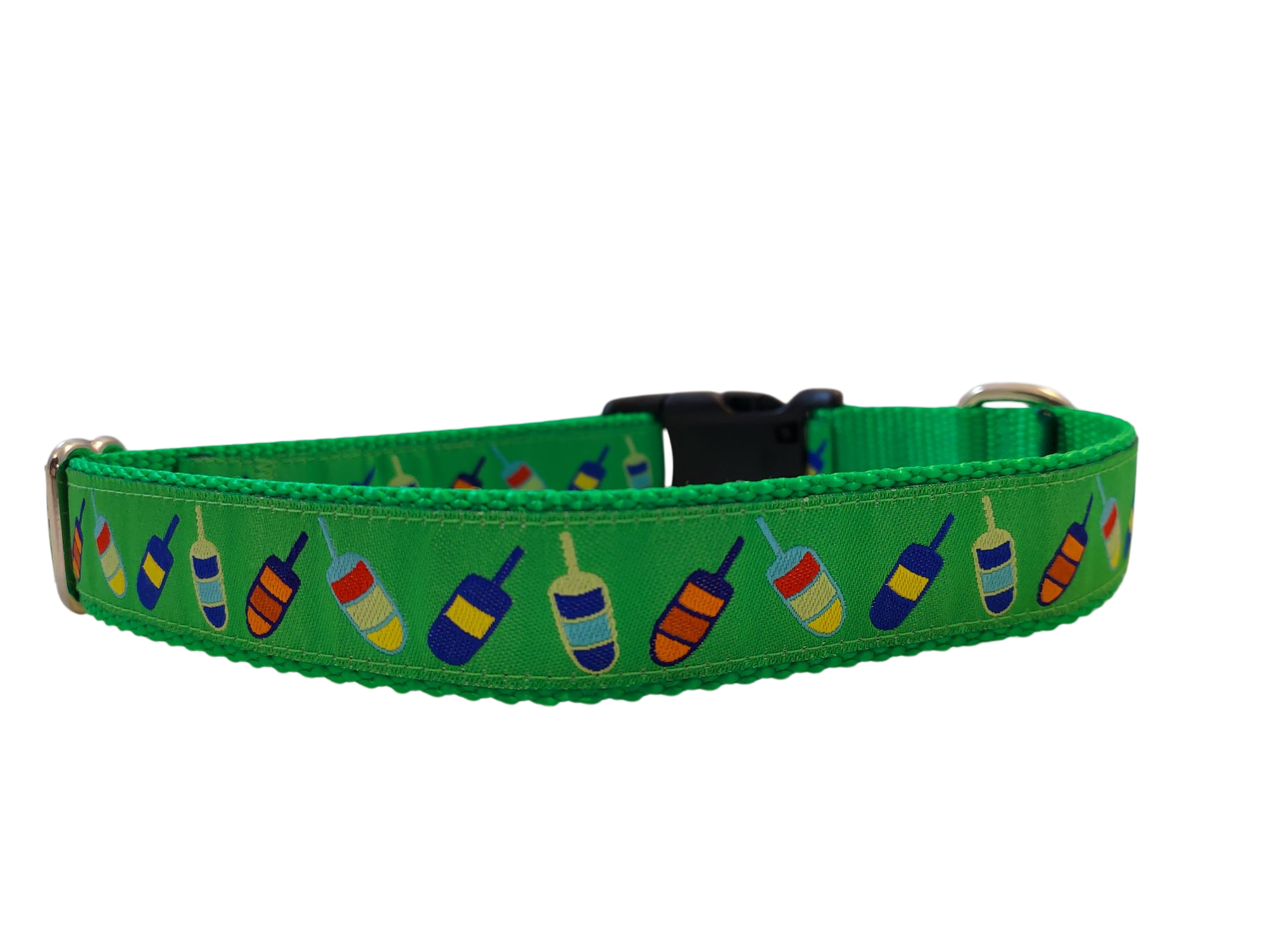 Ribbon Dog Collar – Green Buoys