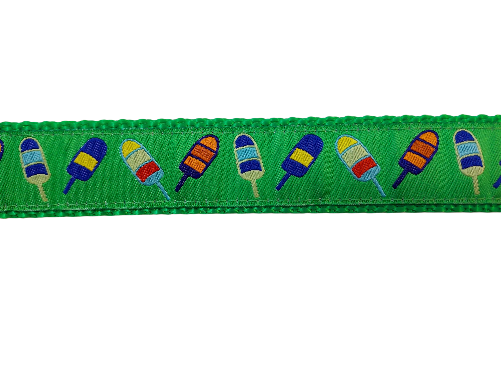 Ribbon Dog Collar – Green Buoys