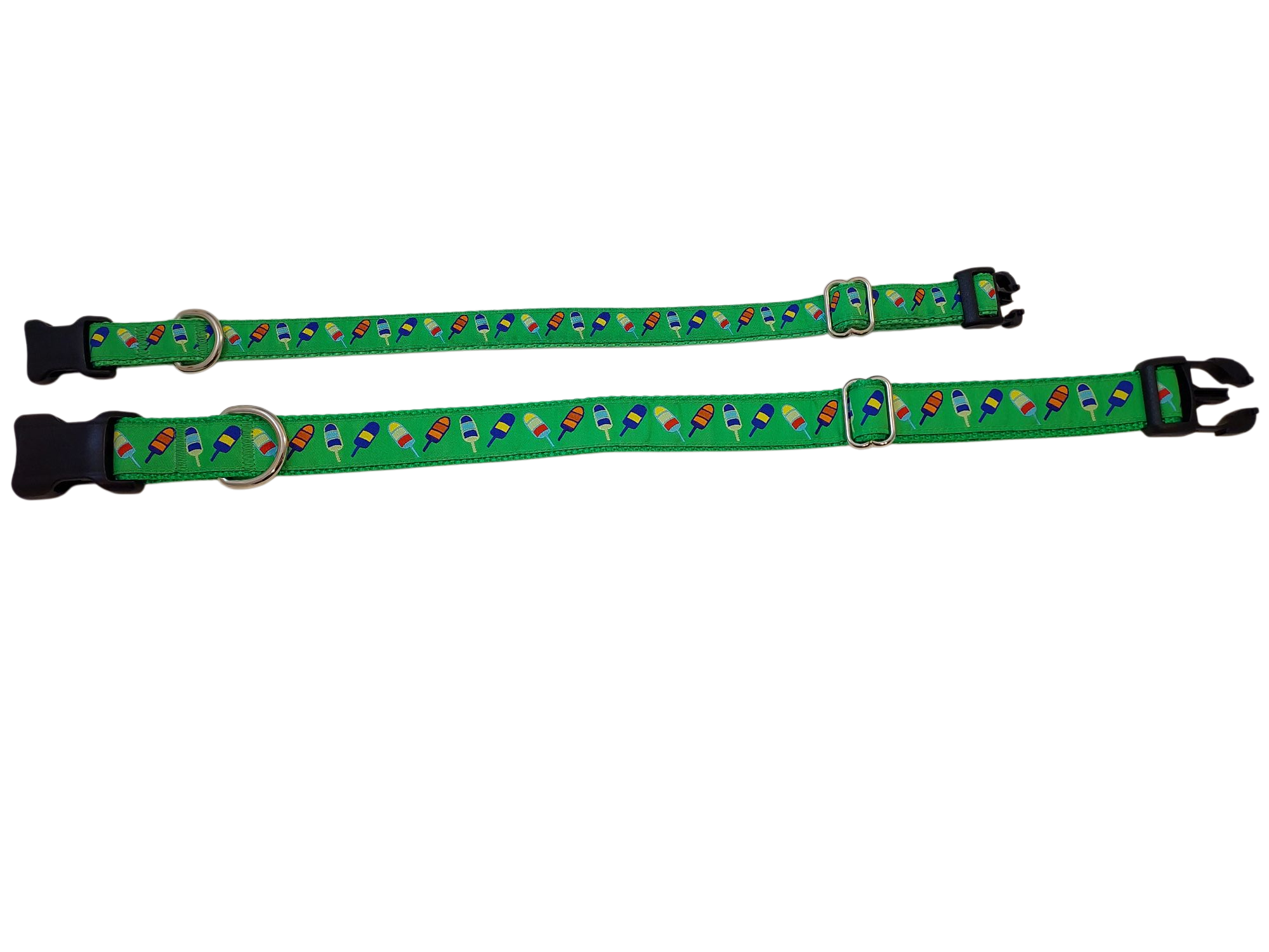 Ribbon Dog Collar – Green Buoys
