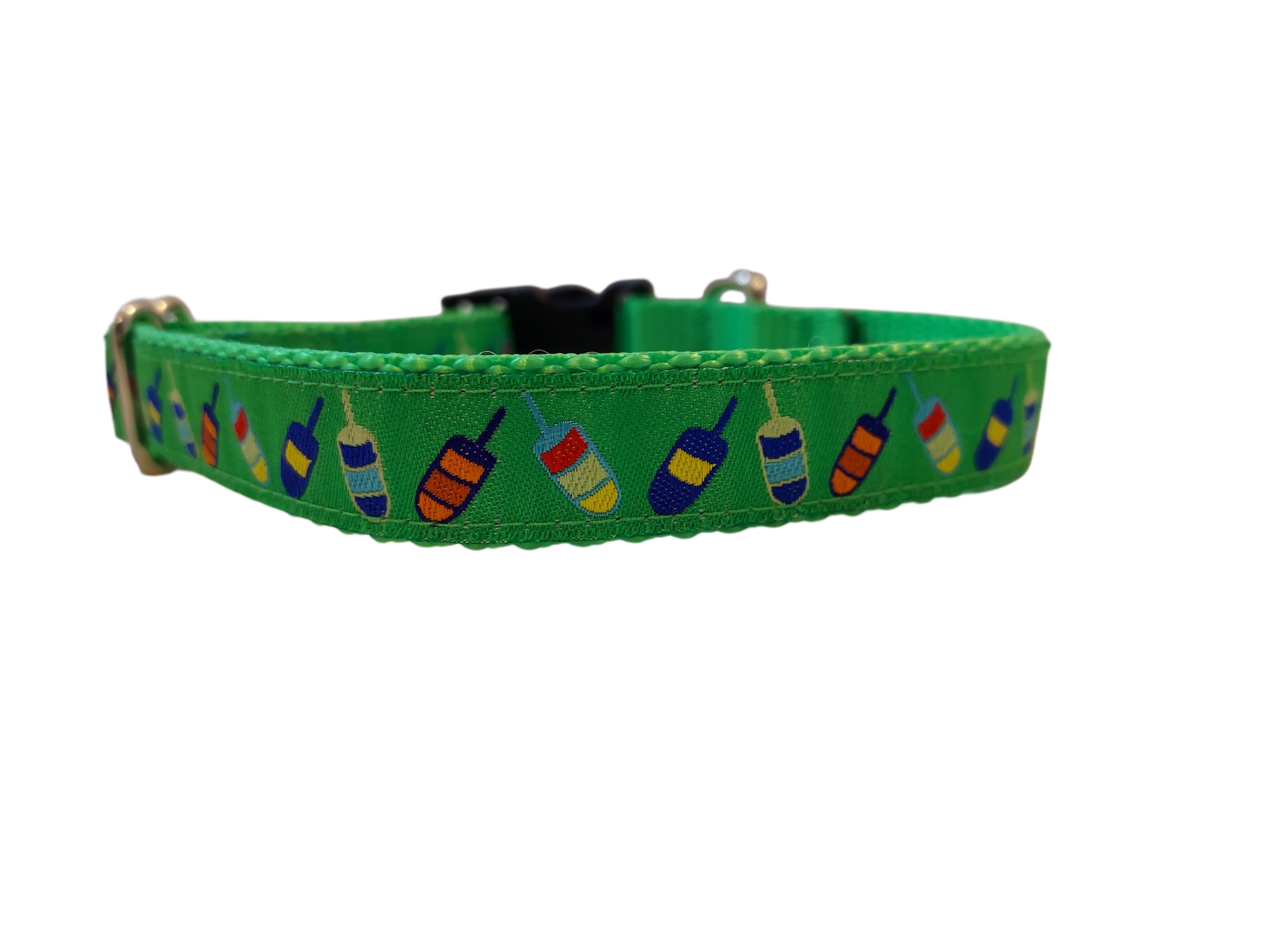 Ribbon Dog Collar – Green Buoys