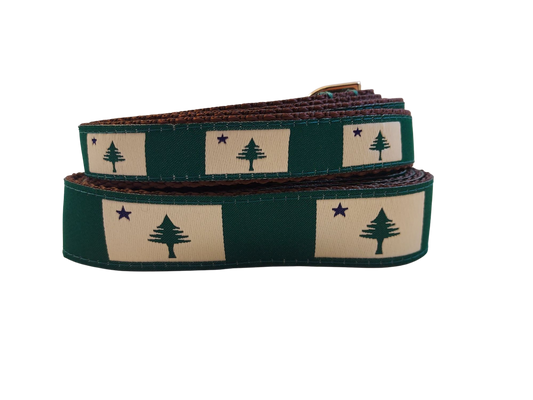 3/4” Ribbon Dog Collar – 1820/1901 Maine Flag, Green