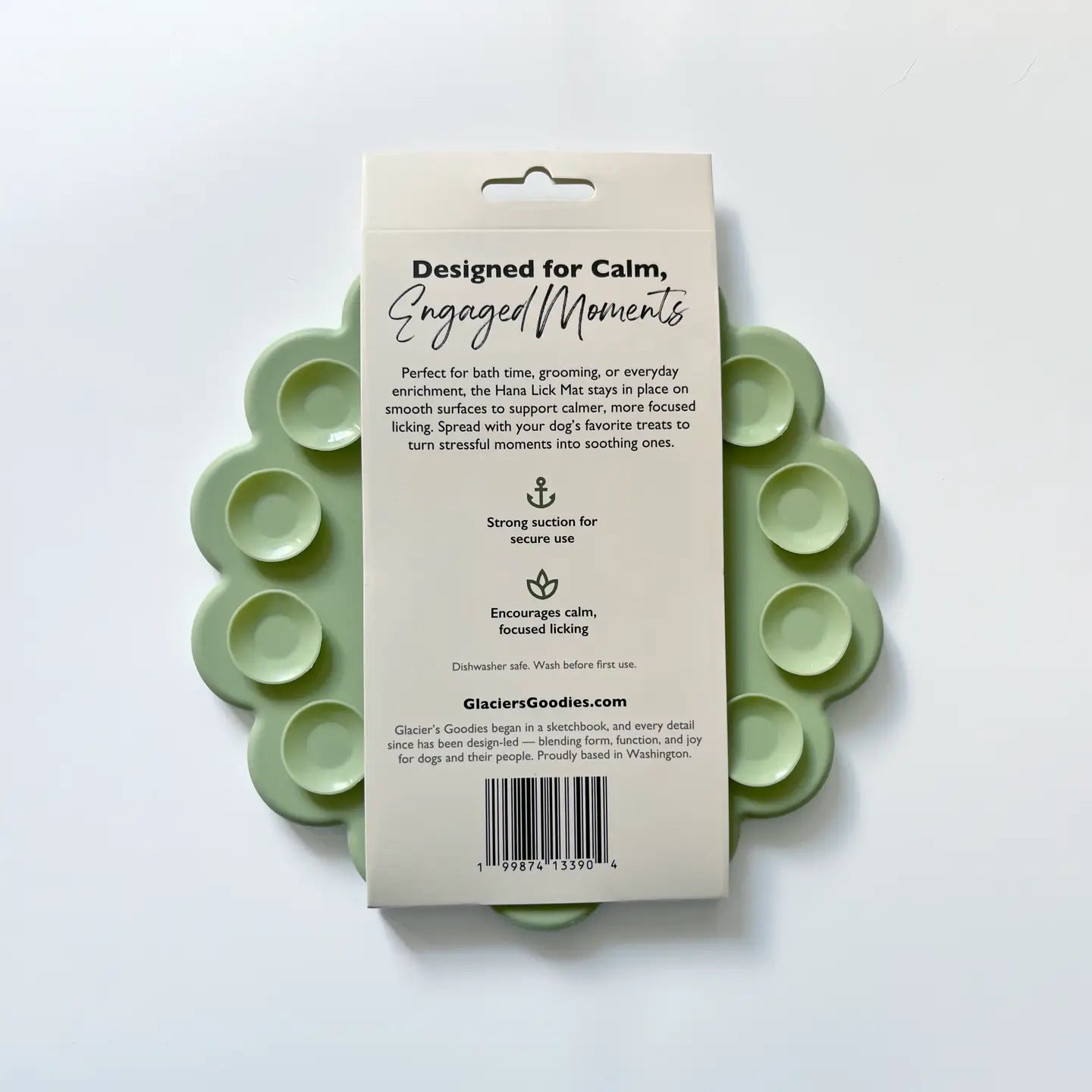 Hana Lick Mat - Floral Enrichment Mat - 8" Sage Green