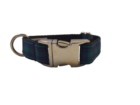 3/4” Ribbon Dog Collar – Black Watch Tartan
