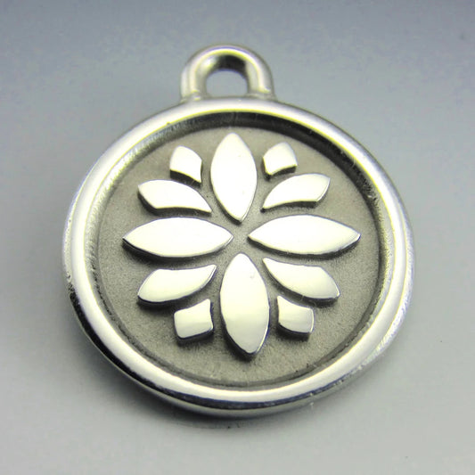 Hand-Made Stainless Steel Pet ID Tag - Lotus - Small