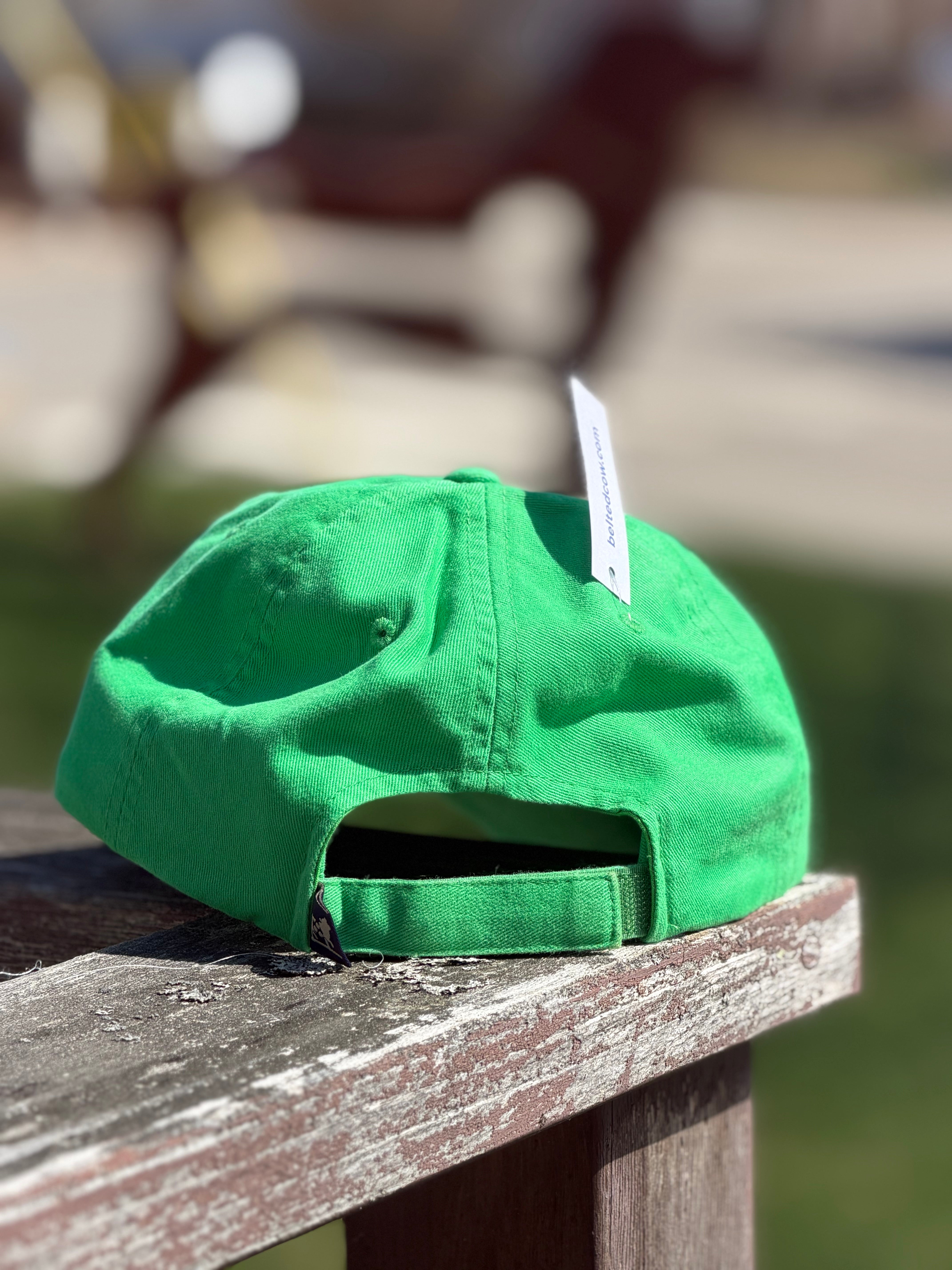 Back of the Kelly green Boothbay Harbor Dog Treats dad hat.