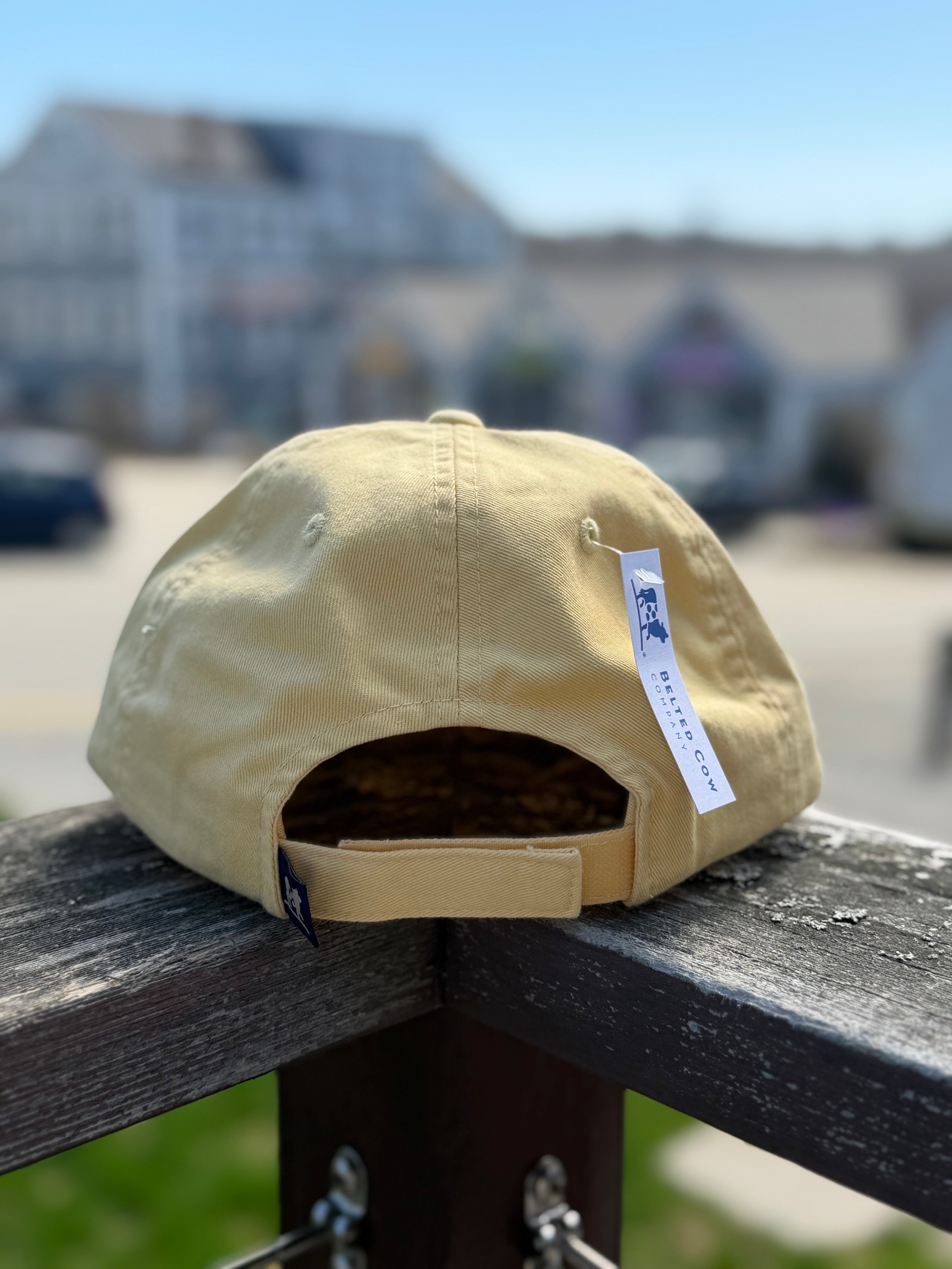 Back of a Khaki Boothbay Harbor Dog Treats dad hat.