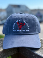 Blue Boothbay Harbor Dog Treats dad hat with embroidered red lobster logo Thumbnail