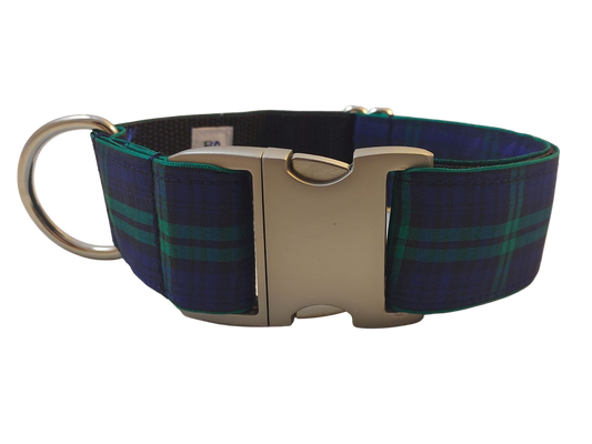 1.5” Ribbon Dog Collar – Black Watch Tartan