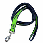 Handmade Ribbon Dog Leash - Navy Lobster On Lime Green - Navy Nylon - 2 Lengths Thumbnail