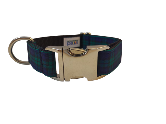 1” Ribbon Dog Collar – Black Watch Tartan