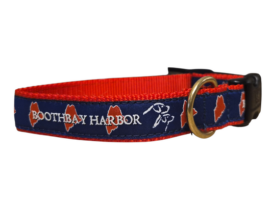 1” Ribbon Dog Collar – Boothbay Harbor