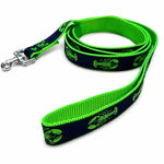 Handmade Ribbon Dog Leash - Lime Lobster On Navy - Lime Nylon - 2 Lengths Thumbnail