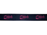 1” x 5ft Ribbon Dog Leash – Pink Lobster on Navy Ribbon. Navy Nylon Thumbnail